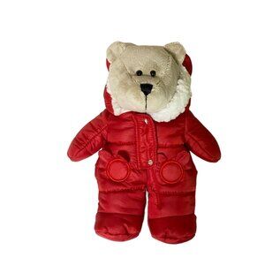 Starbucks 2021 Holiday Bear Plush In Red Quilted Puffer Snow Suit